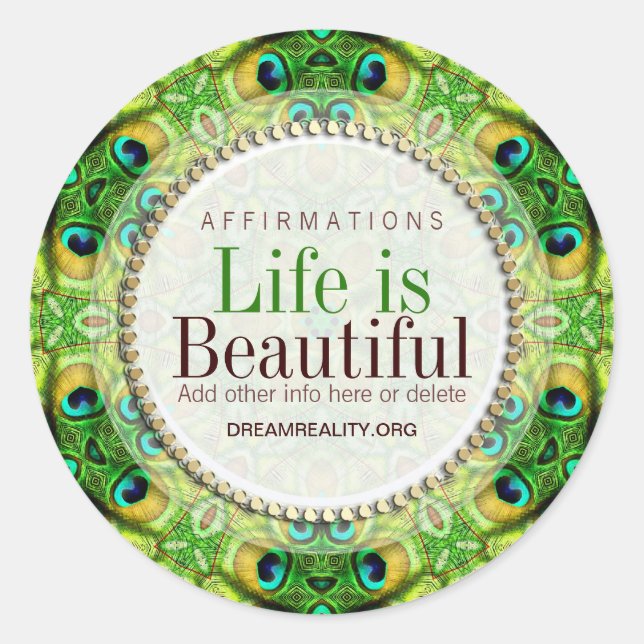 Pfau Fresh Green Geometry Custom Round Aufkleber (Vorderseite)