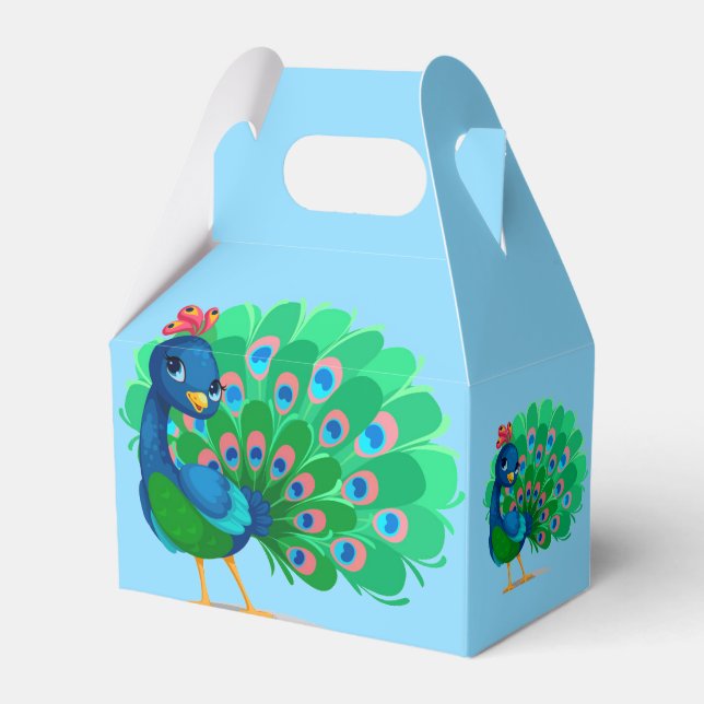 Pfau-Gastgeschenk Geschenkschachtel (Vorderseite)