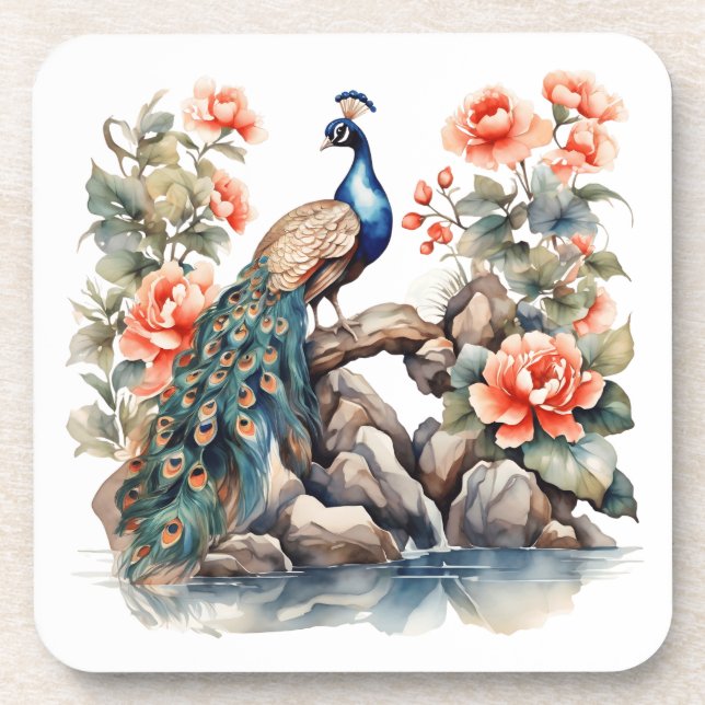 Pfau Getränkeuntersetzer (Vorderseite)
