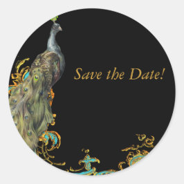 Pfau & Gold Filigree-Aufkleber Runder Aufkleber