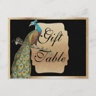 Pfau Gold Geschenktisch Schild Postkarte