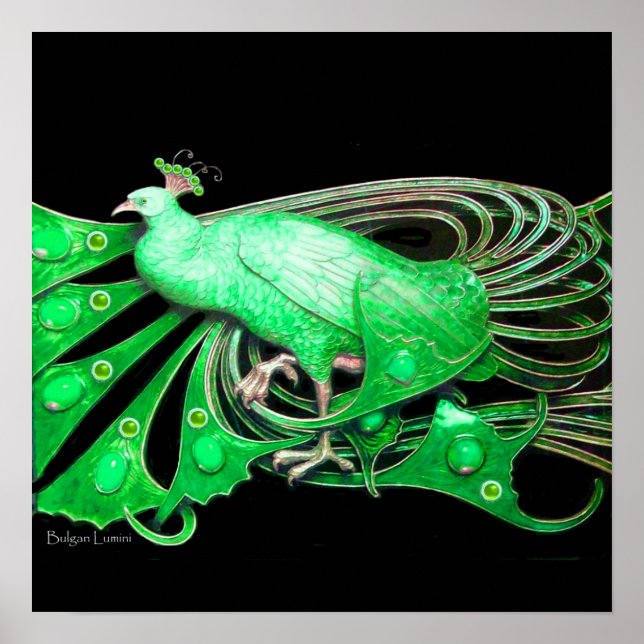 PFau ,grün grau schwarz Poster (Vorne)