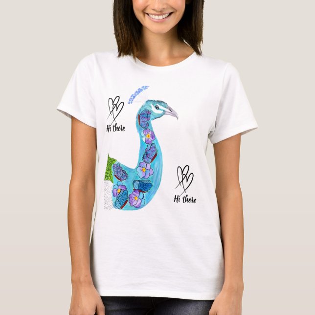 Pfau Hallo T-Shirt (Vorderseite)