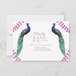 Pfau-Hochzeit R.S.V.P. Dankeskarte