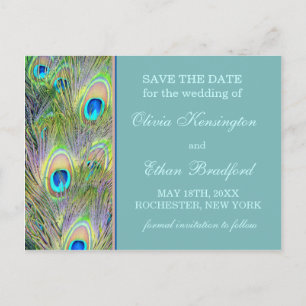 Pfau-Hochzeit Save The Date Ankündigungspostkarte