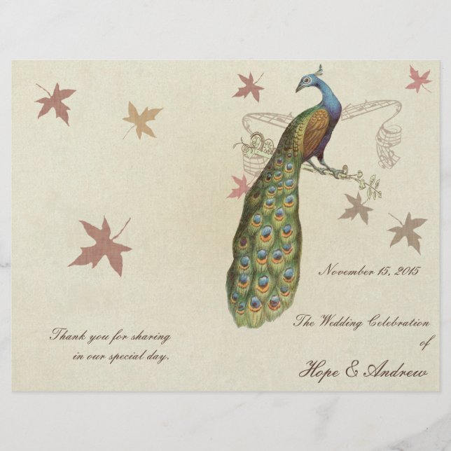 Pfau-Hochzeitsprogramm (Vorderseite)