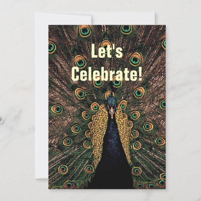 Pfau - Hochzeitstag Einladung (Vorderseite)