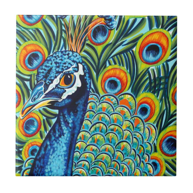 Pfau I Fliese (Vorderseite)