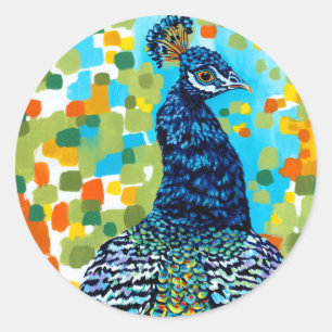 Pfau II Runder Aufkleber