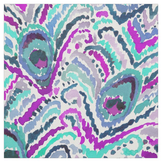 Pfau Ikat Aquarell-Muster Stoff (Muster)