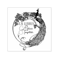 Pfau im Round Frame Art Nouveau Ex Libris Name