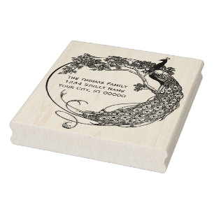 Pfau im runden Rahmen Jugendname Anschrift Gummistempel