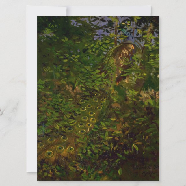 Pfau im Wald Karte (Vorderseite)