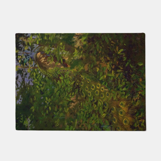 Pfau im Wald (von Abbott Henderson Thayer) Fußmatte (Vorderseite)