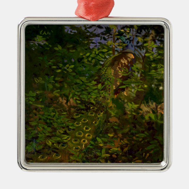 Pfau im Wald (von Abbott Henderson Thayer) Ornament Aus Metall (Vorne)