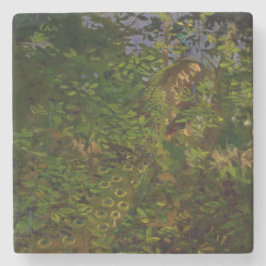 Pfau im Wald (von Abbott Henderson Thayer) Steinuntersetzer