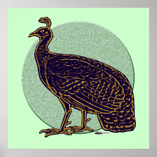 Pfau: Impressionistischer Kongo Hen Poster (Vorne)