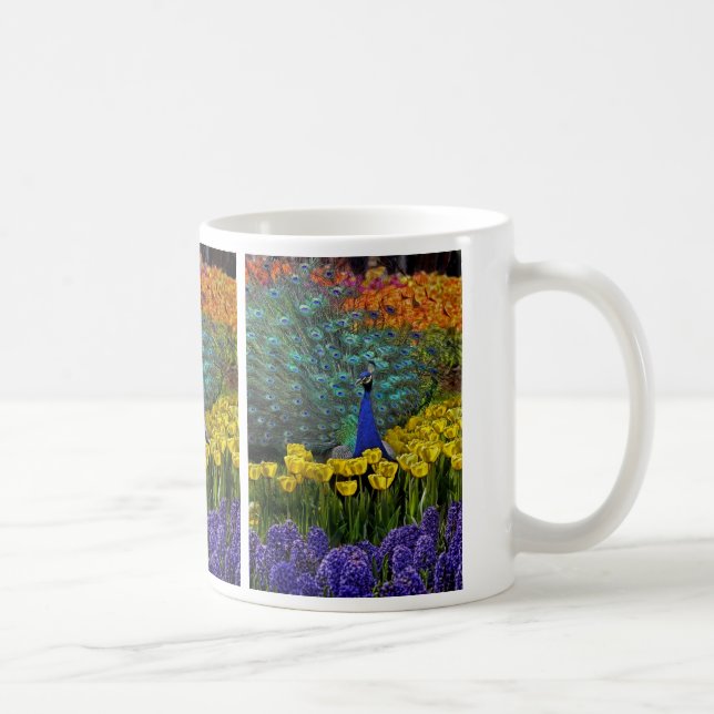 Pfau in der Tulpe-Tasse Kaffeetasse (Rechts)