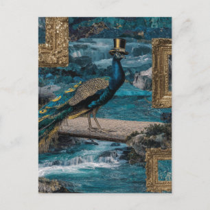 Pfau in einem Top Hat Postkarte