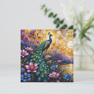 Pfau in floraler Landschaft, *Blank -anpassen* Karte