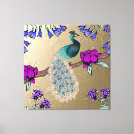 Pfau in Gold Leinwanddruck