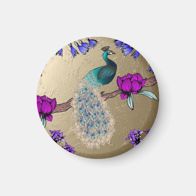 Pfau in Gold Magnet (Vorne)