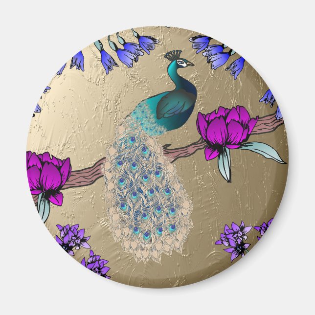 Pfau in Gold Magnet (Vorne)