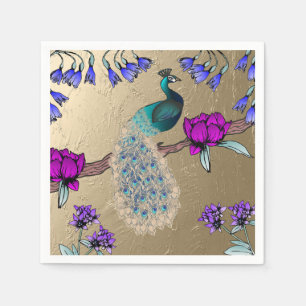 Pfau in Gold Serviette