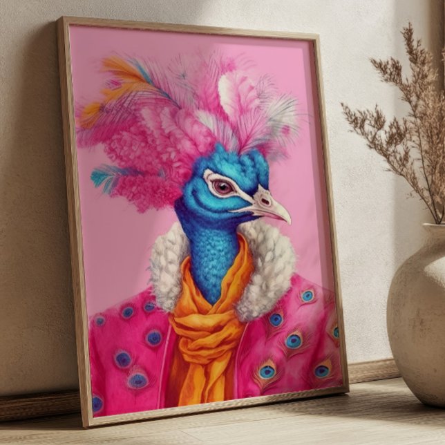 Pfau in Pink-Tierplakat Poster (Von Creator hochgeladen)