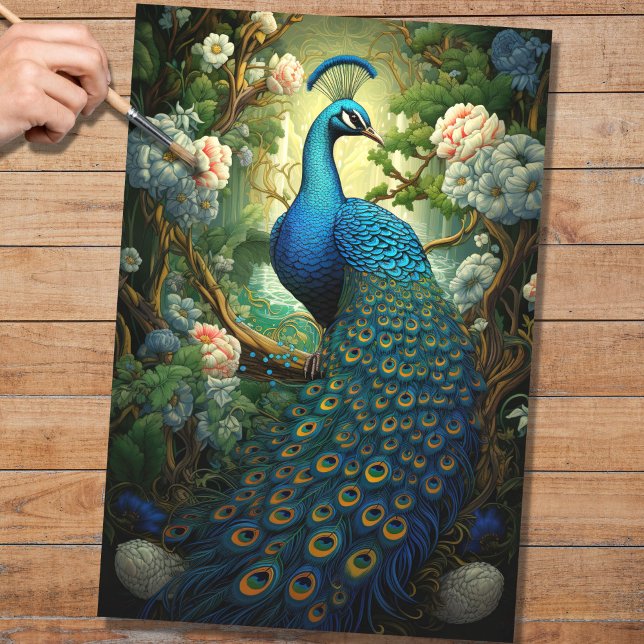 Pfau in Tapisserie 1 Dekoupage Papier (Von Creator hochgeladen)