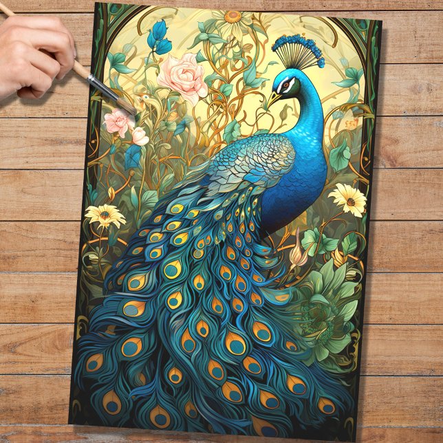 Pfau in Tapisserie 3 Dekoupage Papier (Von Creator hochgeladen)