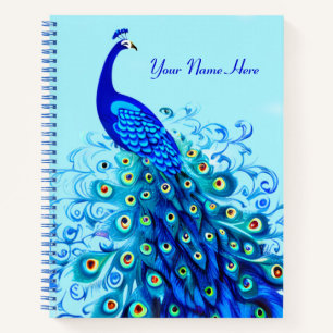 Pfau in Türkis und Cobalt Blue Journal Notizbuch