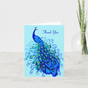 Pfau in Türkis und Cobalt Blue Karte
