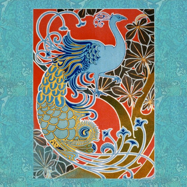 Pfau, Jugendstil-Karte (Von Creator hochgeladen)