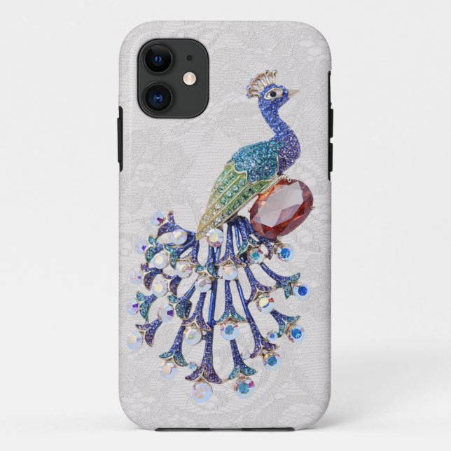 Pfau-Juwel-Bild-Paisley-Spitze-Foto Case-Mate iPhone Hülle (Rückseite)