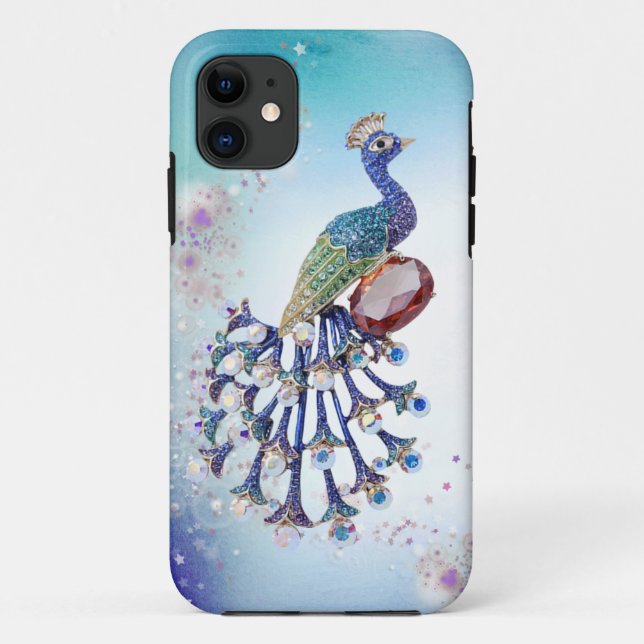 Pfau-Juwel-Druck-Fantasie-Kunst Case-Mate iPhone Hülle (Rückseite)