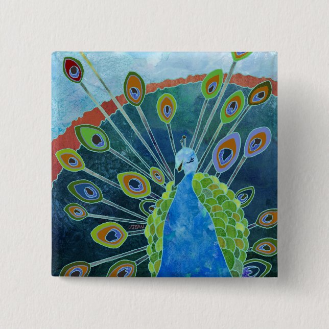 Pfau-Knopf Button (Vorderseite)