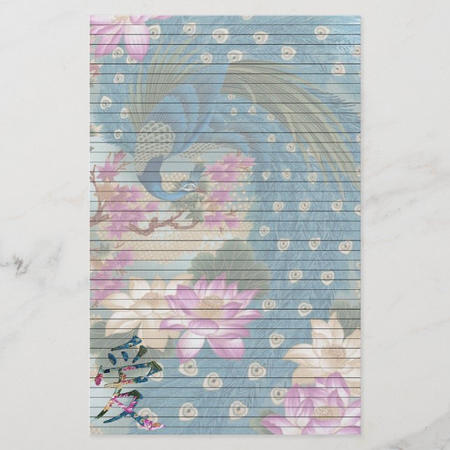 Pfau Lotus Briefpapier (Vorderseite)
