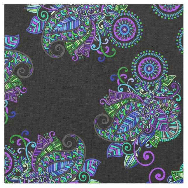 Pfau-Mandala Stoff (Nahaufnahme)