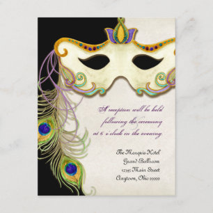 Pfau-Maskerade-Masken-Ball, Empfangs-Einladung Einladung