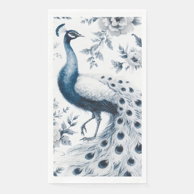 Pfau mit blauen Blume Serviette (Vorderseite)