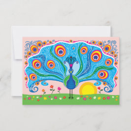 Pfau mit Blumen