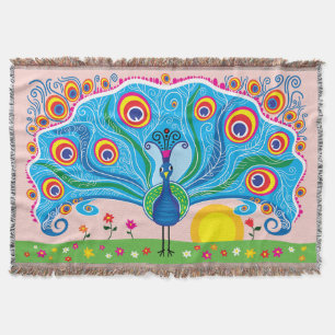 Pfau mit Blumen Decke
