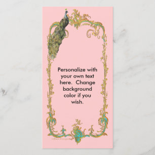 Pfau mit Gold Frame "Save the Date" Karte