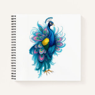 Pfau mit lebhaften, wirbelnden Farben Notizbuch
