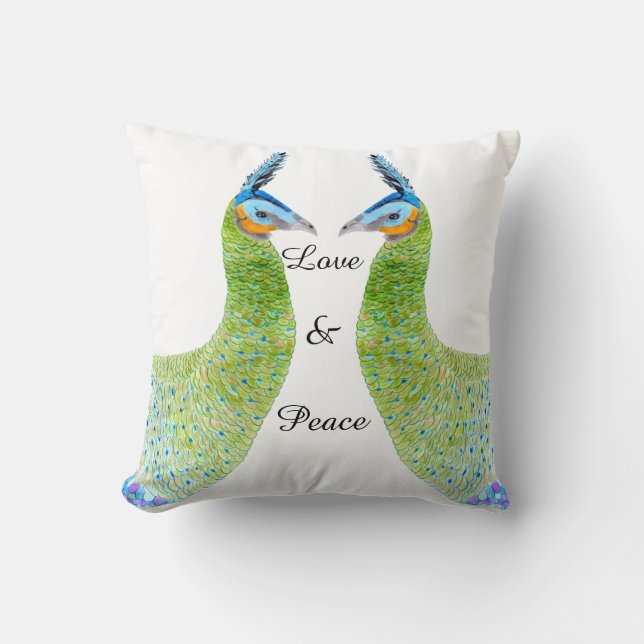Pfau mit Liebe Kissen (Vorderseite)
