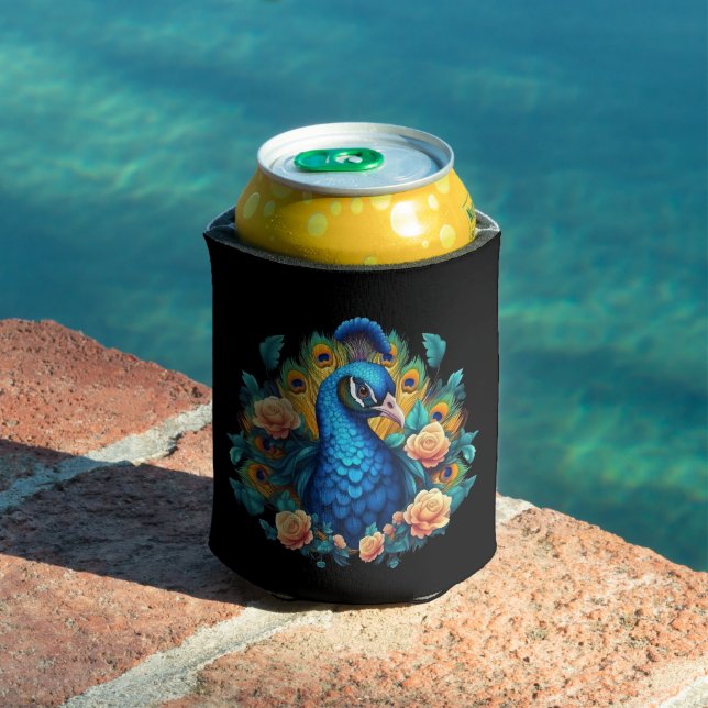 Pfau mit PfirsichRose Dosenkühler (In Situ Pool)