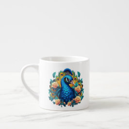 Pfau mit PfirsichRose Espressotasse