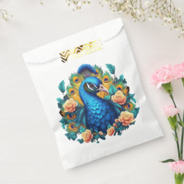 Pfau mit PfirsichRose Geschenktütchen
