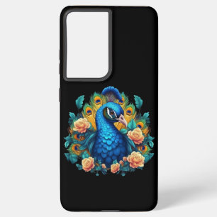 Pfau mit PfirsichRose Samsung Galaxy Hülle